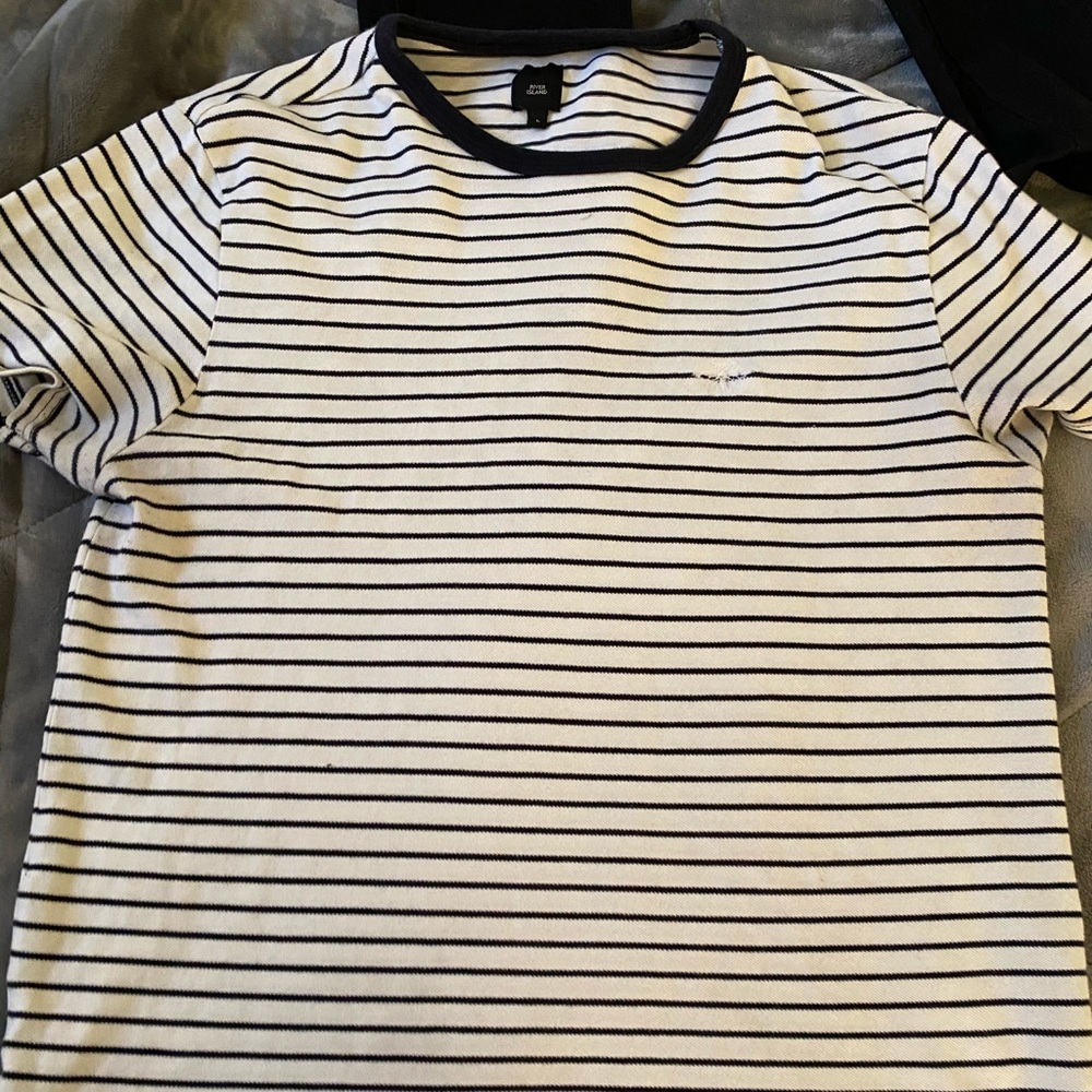 Navy and White Striped Shirt